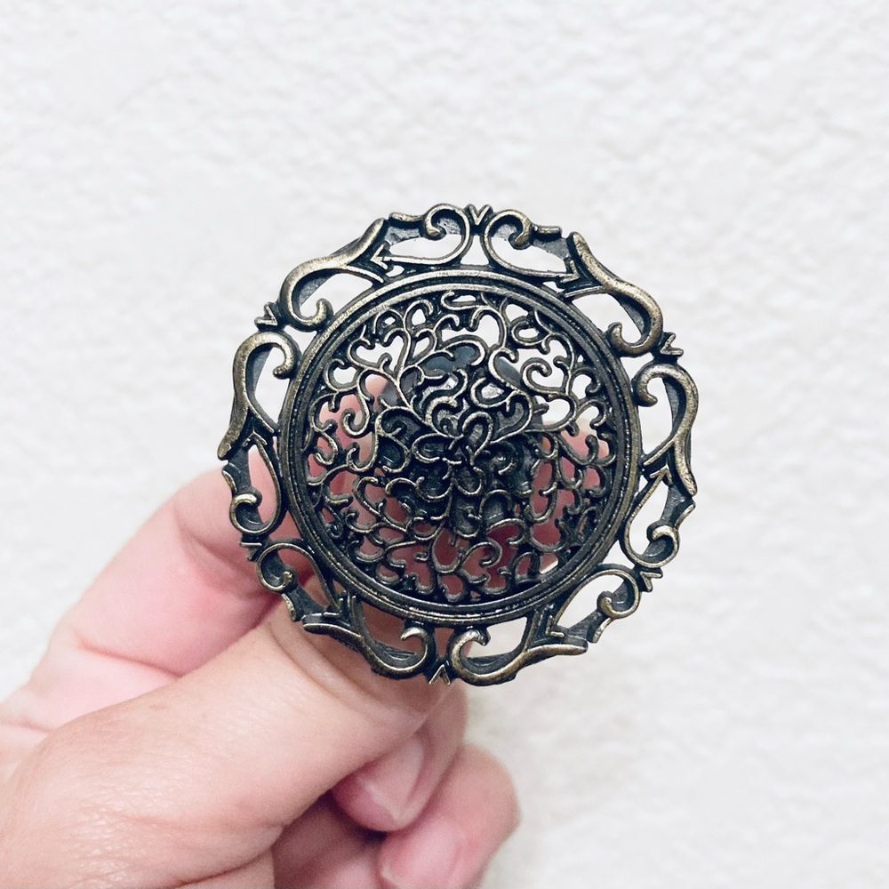 Vintage Filigree Drawer Pulls, set of 4 French Provincial brass ornate style
